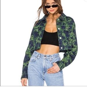I.AM.GIA. SINEAD REVOLVE TALI GREEN TIGER NERISSA CROPPED PATTERNED JACKET S